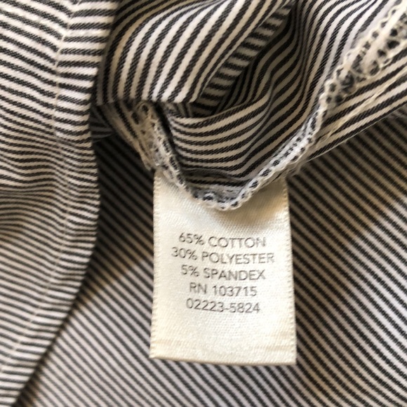 Navy & white pinstripe shirt with diagonal pleated front, M - Picture 3 of 12